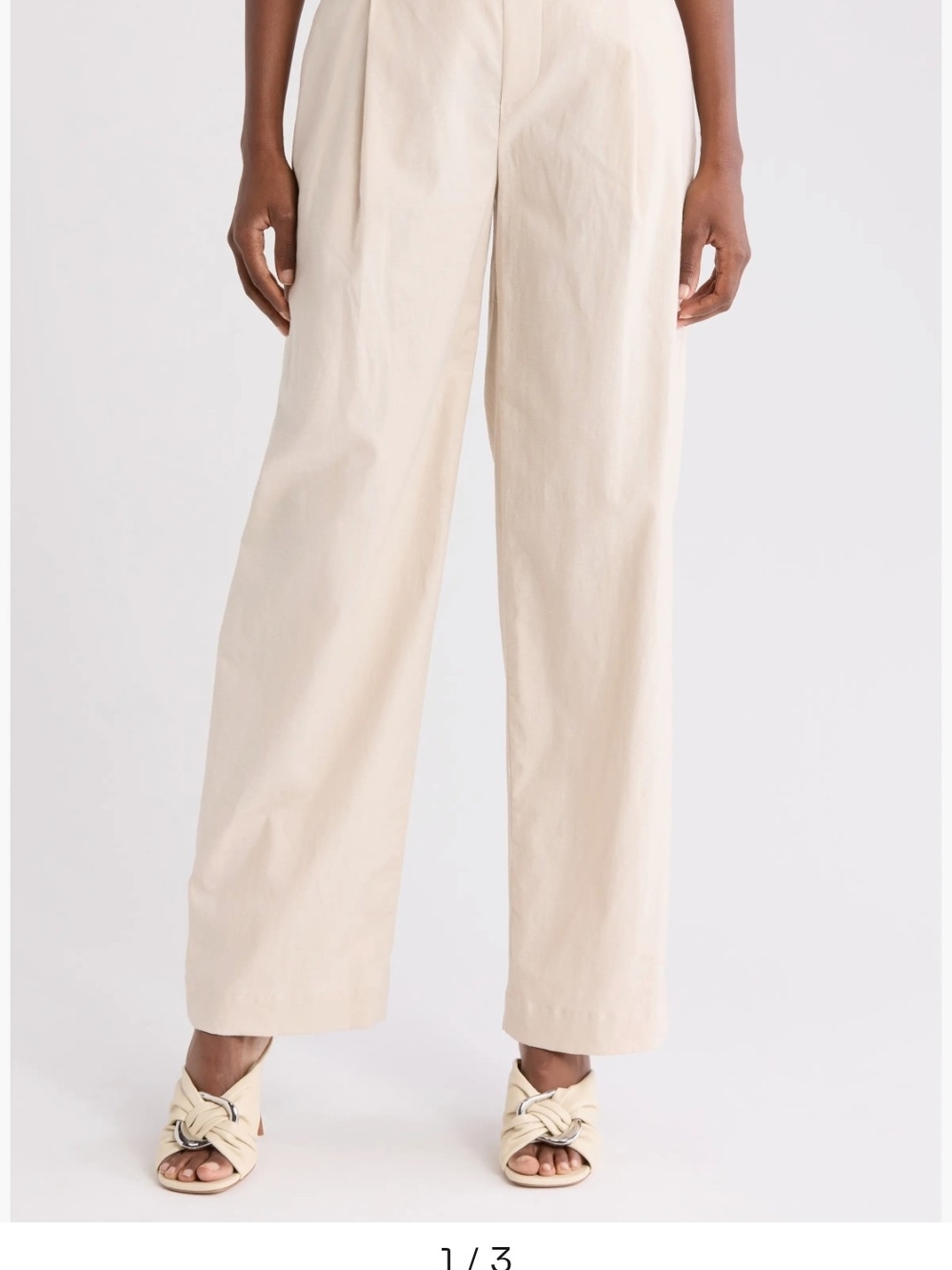 Vince Linen Blend Wide-Leg Cream Pull-on Pants for Women